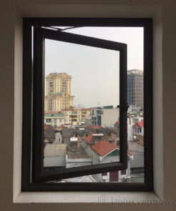 Cửa sổ mở quay 1 cánh nhôm hệ 55 vát cạnh