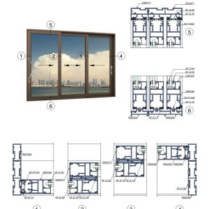 Cửa đi mở lùa 3 cánh hệ A115
