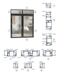 Cửa đi mở quay 2 cánh hệ A65