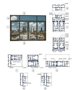 Cửa đi mở lùa 4 cánh hệ A115